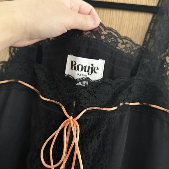 ROUJE TOP CAMI BRAND NEW WITH TAGS SUMMER LACE ROSE SILK BLACK PINK UK10 M EU38 - Picture 6 of 11